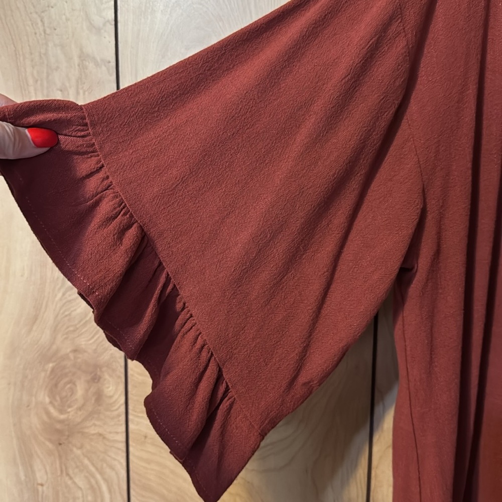 Linen Blend Rust Top Flow Like Linen Entro - image 4